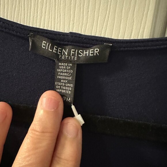 Eileen Fisher Deep V-Neck Midnight Dress - Picture 6 of 7